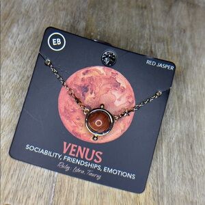Venus Red Jasper Stone Moon Fidget Gold Plated Necklace (Libra /Taurus)